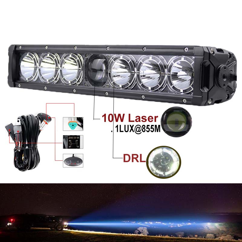 15 Inch 72W Osram + Laser LED light bar with DRL